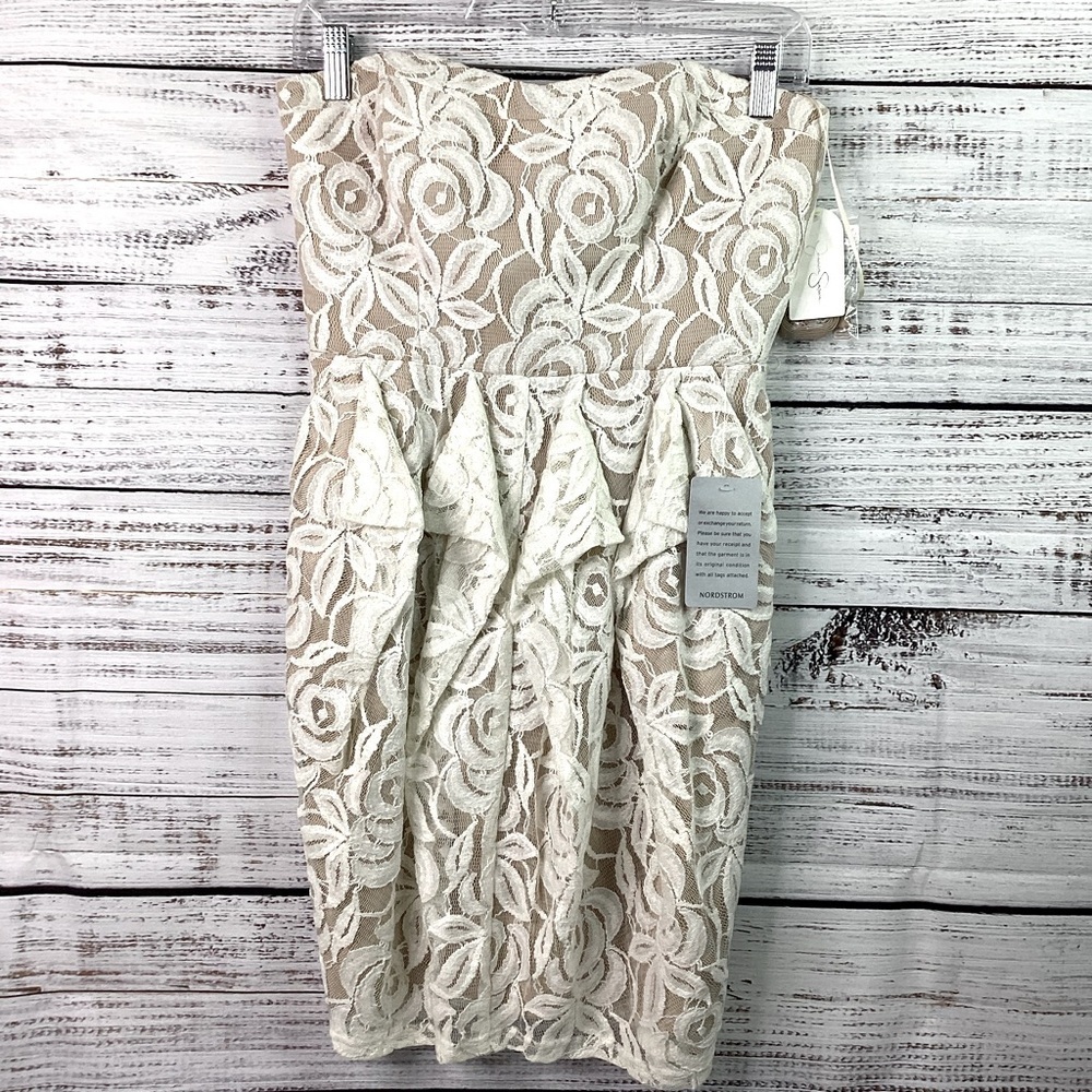 JESSICA SIMPSON SIZE 2 STRAPLESS PEARL LACE DRESS PARTY SUMMER WEDDING - Picture 4 of 16